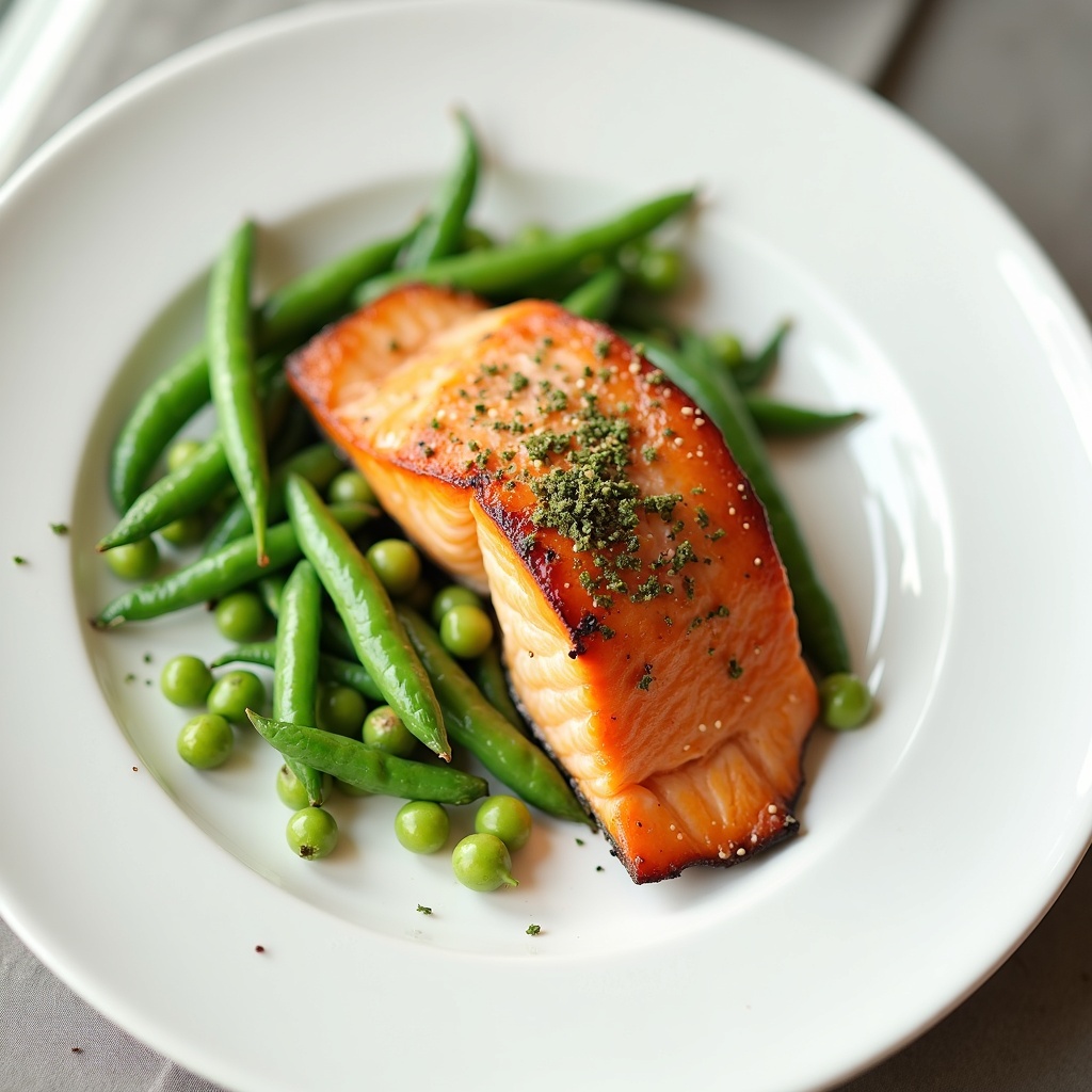 Slow-roasted salmon (~4 lb, 250°F oven) + sugar-snap salad — 2 dinners